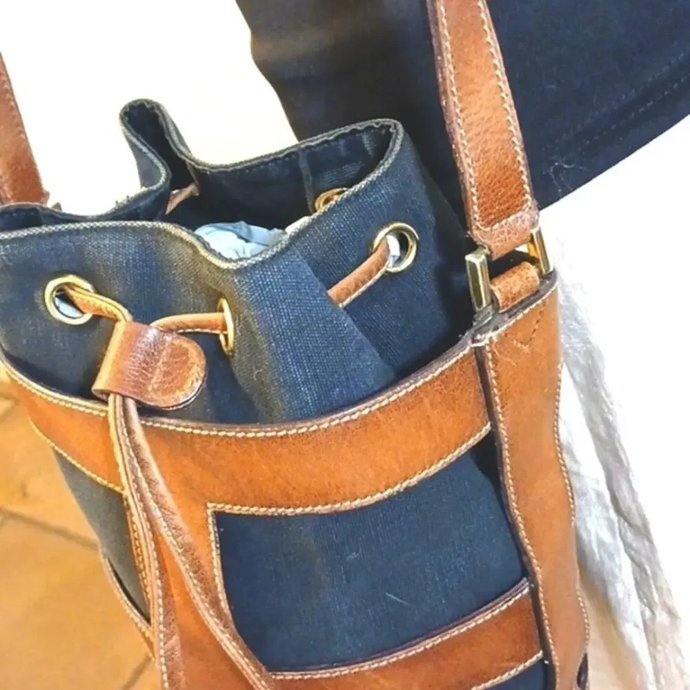 RARE Salvatore Ferragamo Rib Cage Bucket Bag Leather Designer Brass Collectible